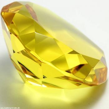 Deko Glasdiamant in Herzform mit Facetten in Gelb