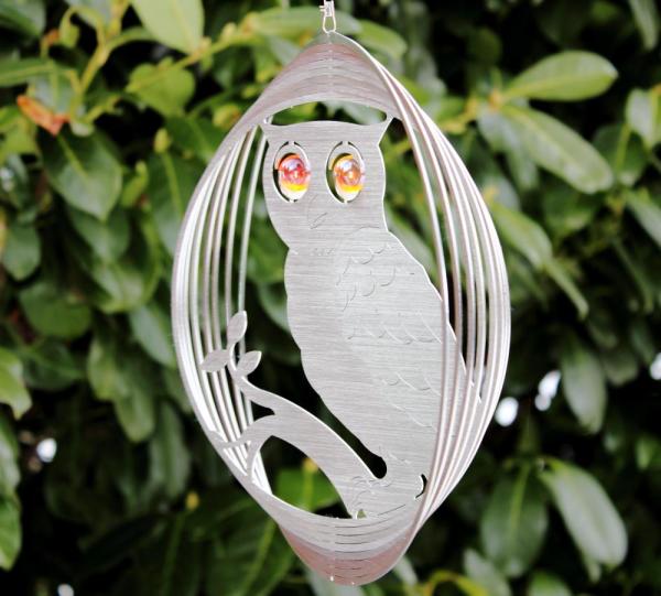 Windspiel Eule mit 16mm Echtglasaugen
