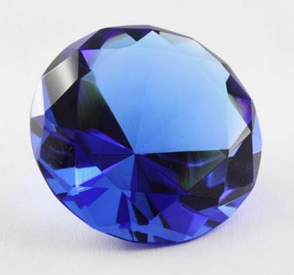 Glasdiamant Dekodiamant aus Kristallglas 150mm mit Ständer blau 