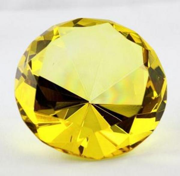Glasdiamant - Kristallglasdiamant - 80 mm -GELB-
