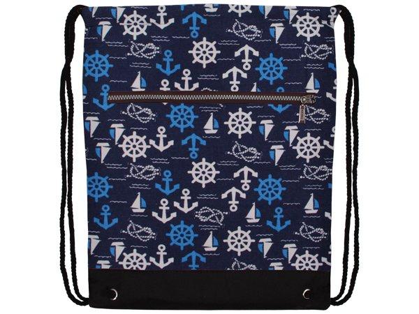 Turnbeutel blau-weiss mit Anker - RU-304
