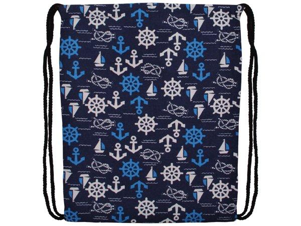 Maritimer Turnbeutel blau-weiss mit Anker